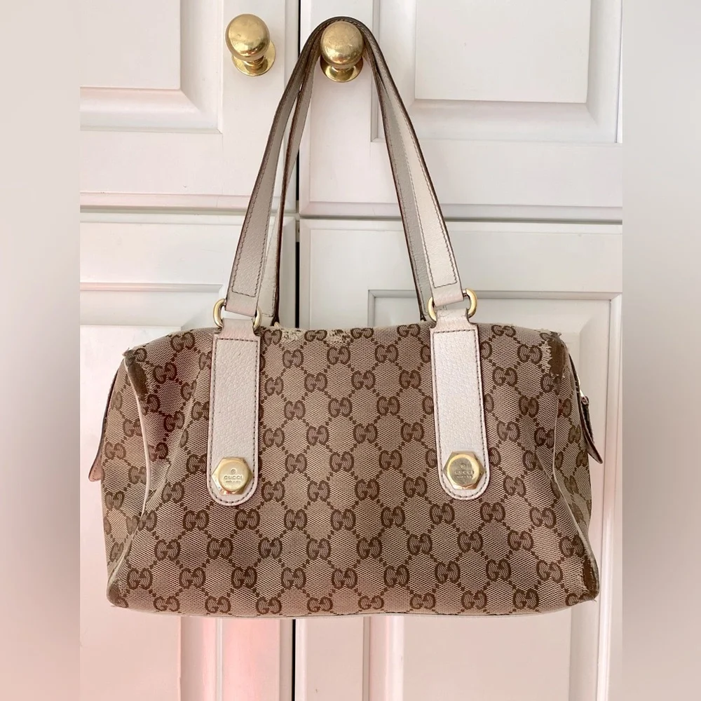 Gucci GG Charmy Boston Bag with dust bag Monogram Canvas leather trim Handbag - Picture 3 of 17